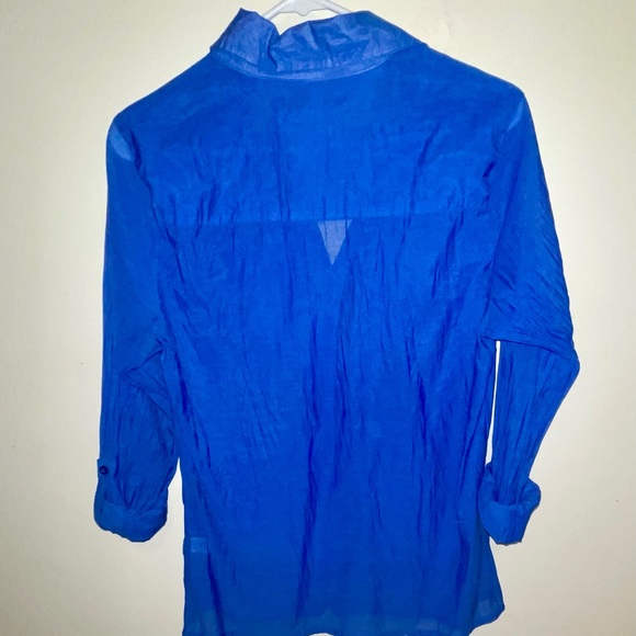Costa Blanca blue silk buttonup blouse - Picture 5 of 7